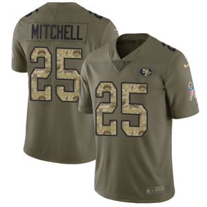 cheap 49ers #25 Elijah Mitchell Olive/Camo Men's Stitched NFL Limited 2017 Salute To Service Jersey