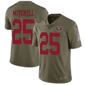 49ers #25 elijah mitchell olive men's stitched nfl limited 2017 salute to service wholesale jersey