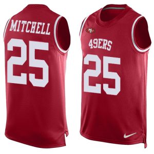 cheap 49ers #25 Elijah Mitchell Red Team Color Men's Stitched NFL Limited Tank Top Jersey