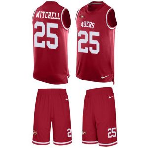 personalized 49ers #25 Elijah Mitchell Red Team Color Men's Stitched NFL Limited Tank Top Suit Jersey