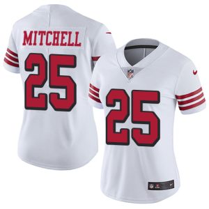 49ers #25 Elijah Mitchell White Rush Women's Stitched NFL Vapor Untouchable Limited Jersey