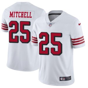 49ers #25 Elijah Mitchell White Rush Youth Stitched NFL Vapor Untouchable Limited Jersey