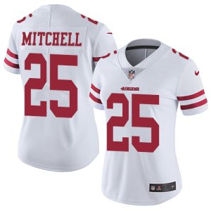 49ers #25 Elijah Mitchell White Women's Stitched NFL Vapor Untouchable Limited Jersey