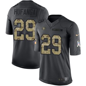 49ers #29 talanoa hufanga black men's stitched nfl limited 2016 salute to service customized jersey