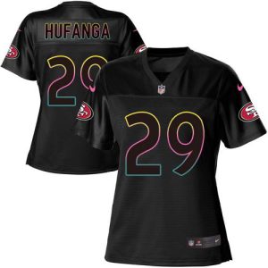 49ers #29 Talanoa Hufanga Black Women's NFL Fashion Game Jersey