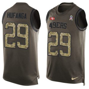 49ers #29 talanoa hufanga green men's stitched nfl limited salute to service tank top replica jersey