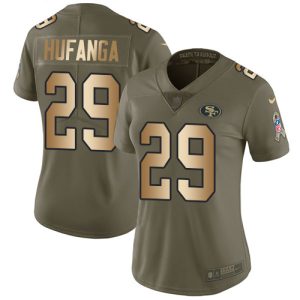 49ers #29 talanoa hufanga olive/gold women's stitched nfl limited 2017 salute to service customized jersey