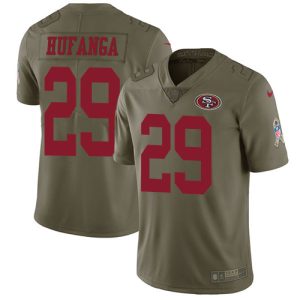 49ers #29 Talanoa Hufanga Olive Men's Stitched NFL Limited 2017 Salute to Service Jersey