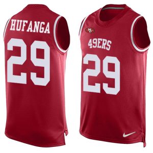 49ers #29 Talanoa Hufanga Red Team Color Men's Stitched NFL Limited Tank Top Jersey