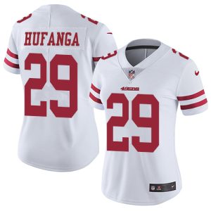 49ers #29 talanoa hufanga white women's stitched nfl vapor untouchable limited customized jersey