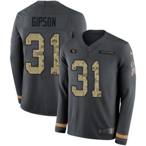 49ers #31 tashaun gipson anthracite salute to service men's stitched nfl limited therma long sleeve customized jersey