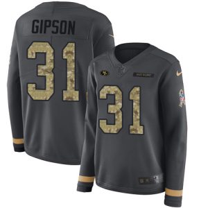 49ers #31 tashaun gipson anthracite salute to service women's stitched nfl limited therma long sleeve cheap jersey