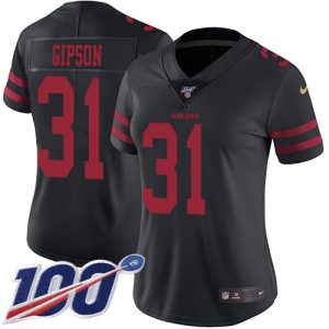 wholesale 49ers #31 Tashaun Gipson Black Alternate Women's Stitched NFL 100th Season Vapor Limited Jersey