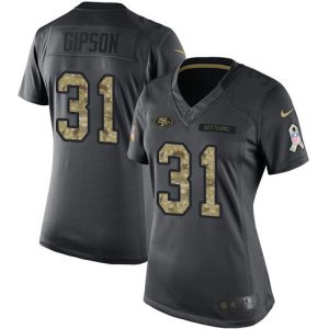 49ers #31 tashaun gipson black women's stitched nfl limited 2016 salute to service wholesale jersey