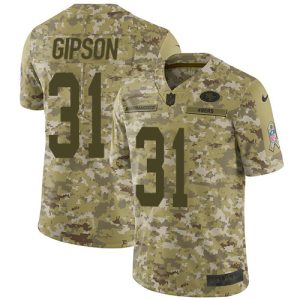 49ers #31 Tashaun Gipson Camo Men's Stitched NFL Limited 2018 Salute To Service Jersey