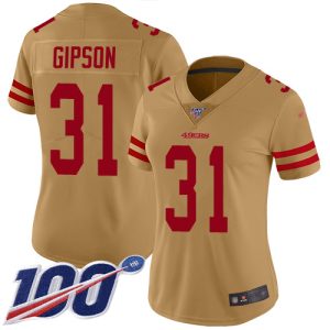 49ers #31 tashaun gipson gold women's stitched nfl limited inverted legend 100th season youth jersey