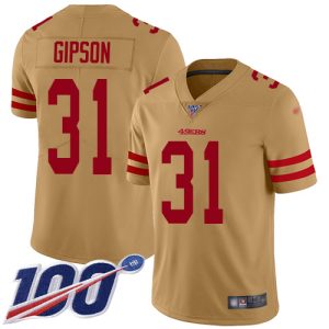 elite 49ers #31 Tashaun Gipson Gold Youth Stitched NFL Limited Inverted Legend 100th Season Jersey