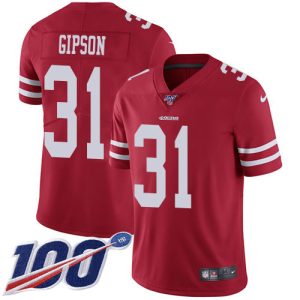 replica 49ers #31 Tashaun Gipson Red Team Color Men's Stitched NFL 100th Season Vapor Limited Jersey