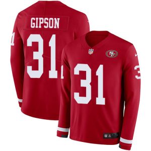 49ers #31 Tashaun Gipson Red Team Color Men's Stitched NFL Limited Therma Long Sleeve Jersey