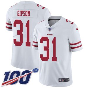 limited 49ers #31 Tashaun Gipson White Men's Stitched NFL 100th Season Vapor Limited Jersey