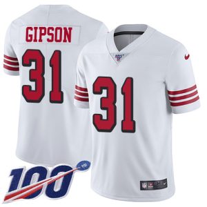 49ers #31 Tashaun Gipson White Rush Men's Stitched NFL Limited 100th Season Jersey