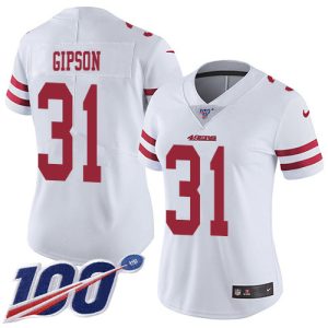 cheap 49ers #31 Tashaun Gipson White Women's Stitched NFL 100th Season Vapor Limited Jersey