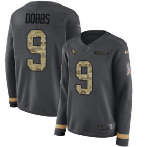 wholesale Cardinals #9 Joshua Dobbs Anthracite Salute to Service Women's Stitched NFL Limited Therma Long Sleeve Jersey