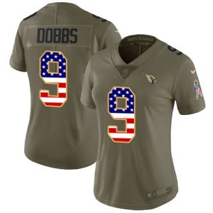 custom Cardinals #9 Joshua Dobbs Olive/USA Flag Women's Stitched NFL Limited 2017 Salute To Service Jersey