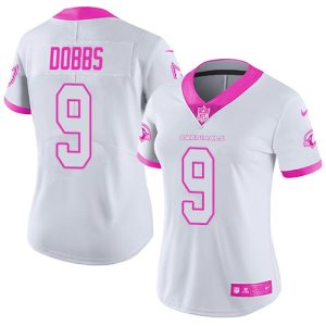 Cardinals #9 Joshua Dobbs White/Pink Women's Stitched NFL Limited Rush Fashion Jersey