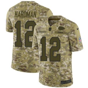 chiefs #12 mecole hardman camo men's stitched nfl limited 2018 salute to service customized jersey