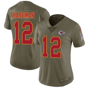 Chiefs #12 Mecole Hardman Olive Women's Stitched NFL Limited 2017 Salute to Service Jersey