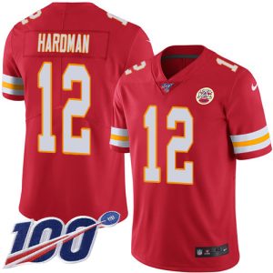 Chiefs #12 Mecole Hardman Red Team Color Youth Stitched NFL 100th Season Vapor Limited Jersey