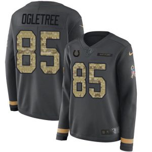 colts #85 andrew ogletree anthracite salute to service women's stitched nfl limited therma long sleeve wholesale jersey