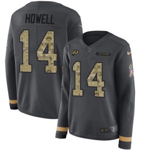 Commanders #14 Sam Howell Anthracite Salute to Service Women's Stitched NFL Limited Therma Long Sleeve Jersey