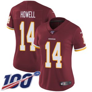 commanders #14 sam howell burgundy red team color women's stitched nfl 100th season vapor limited replica jersey