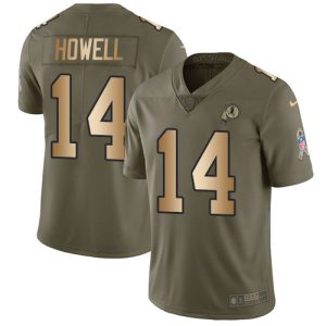 limited Commanders #14 Sam Howell Olive/Gold Men's Stitched NFL Limited 2017 Salute To Service Jersey