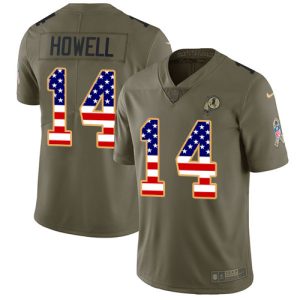 commanders #14 sam howell olive/usa flag men's stitched nfl limited 2017 salute to service wholesale jersey