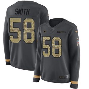 cowboys #58 mazi smith anthracite salute to service women's stitched nfl limited therma long sleeve wholesale jersey