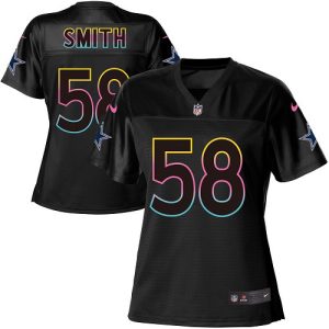 Cowboys #58 Mazi Smith Black Women's NFL Fashion Game Jersey