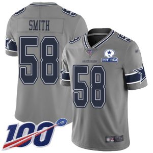 Cowboys #58 Mazi Smith Gray Men's Stitched With Established In 1960 Patch NFL Limited Inverted Legend 100th Season Jersey