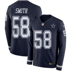 Cowboys #58 Mazi Smith Navy Blue Team Color Men's Stitched NFL Limited Therma Long Sleeve Jersey