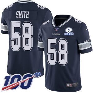 personalized Cowboys #58 Mazi Smith Navy Blue Team Color Men's Stitched With Established In 1960 Patch NFL 100th Season Vapor Untouchable Limited Jersey