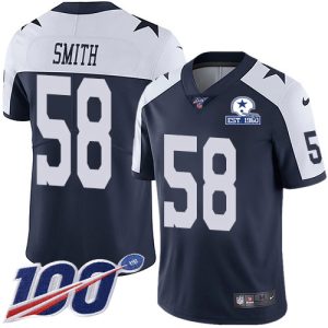 cowboys #58 mazi smith navy blue thanksgiving men's stitched with established in 1960 patch nfl 100th season vapor untouchable limited throwback wholesale jersey