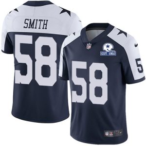 personalized Cowboys #58 Mazi Smith Navy Blue Thanksgiving Men's Stitched With Established In 1960 Patch NFL Vapor Untouchable Limited Throwback Jersey