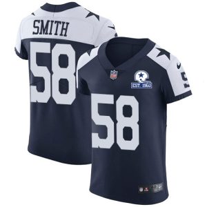 Cowboys #58 Mazi Smith Navy Blue Thanksgiving Men's Stitched With Established In 1960 Patch NFL Vapor Untouchable Throwback Elite Jersey