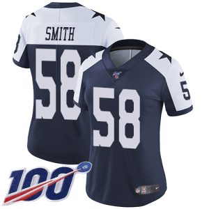 cowboys #58 mazi smith navy blue thanksgiving women's stitched nfl 100th season vapor throwback limited wholesale jersey