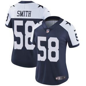 Cowboys #58 Mazi Smith Navy Blue Thanksgiving Women's Stitched NFL Vapor Throwback Limited Jersey