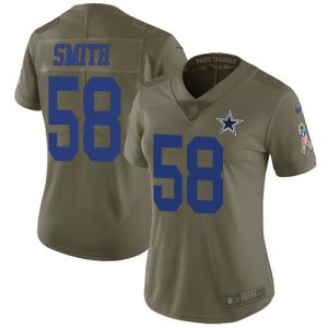 Cowboys #58 Mazi Smith Olive Women's Stitched NFL Limited 2017 Salute To Service Jersey