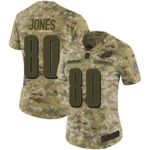 Eagles #80 Julio Jones Camo Women's Stitched NFL Limited 2018 Salute To Service Jersey