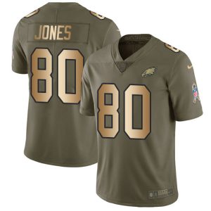 Eagles #80 Julio Jones Olive/Gold Men's Stitched NFL Limited 2017 Salute To Service Jersey